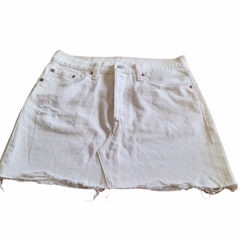 Levis Womens Raw Hem Cream Mini Skirt Size 29
